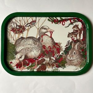 Vintage Metal Winter/Holiday Serving Tray
